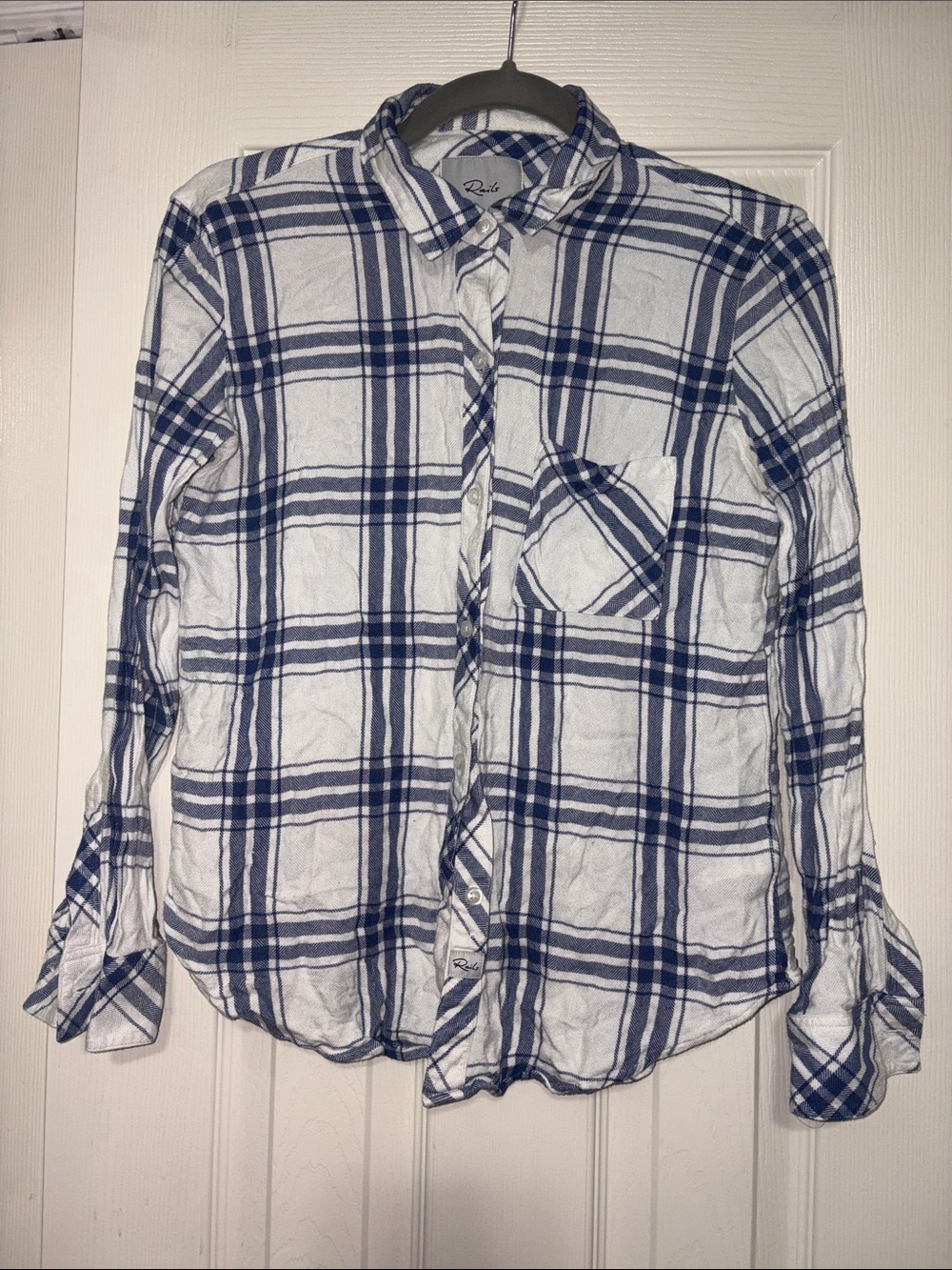Rails Hunter White Sapphire Plaid Button-Down Shirt size XS